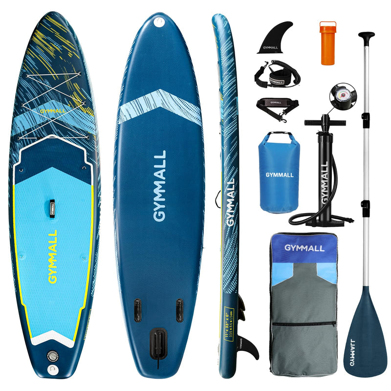 GYMMALL Paddle Board Inflatable Stand Up SUP Paddle Boards for Adults & Youths of All Skill Levels Wide & Non-Slip Deck Design Blow Up Paddleboards with Premium Accessories & Storage Bag