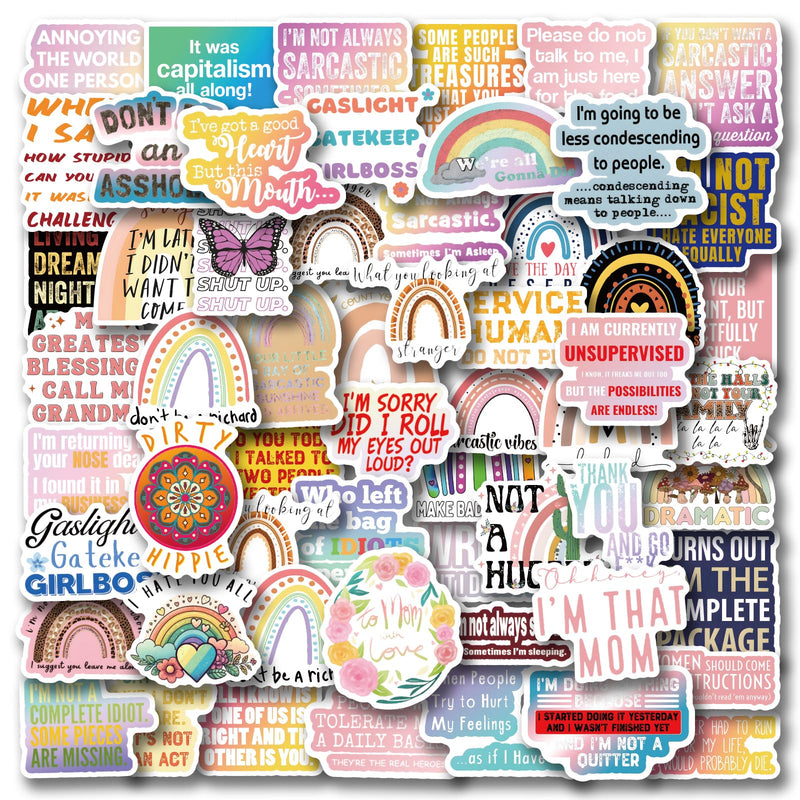 SEMYEIYO 60 Boho Sarcastic Vinyl Stickers for Tech & More