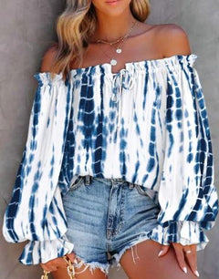 Breezy Chic Off-Shoulder Print Top