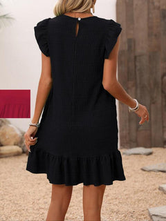 Women's Ruffle Trim Boho Smock Dress