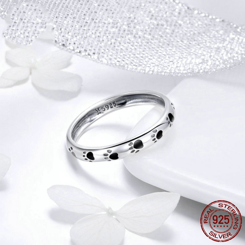 Pet Paw Print Ring S925 Sterling Silver Fashion Ring