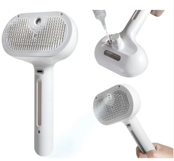Pet Hair Spray Brush — 2-in-1 Grooming Brush with Built-In Water Tank