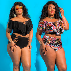Plus Size L- 5XL High Waist Bikini Set