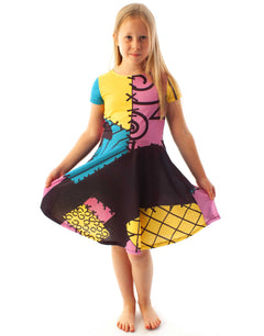 Nightmare Before Christmas Dress Girls Sally Cosplay Fancy Dress Up 3-4 Years Multicoloured