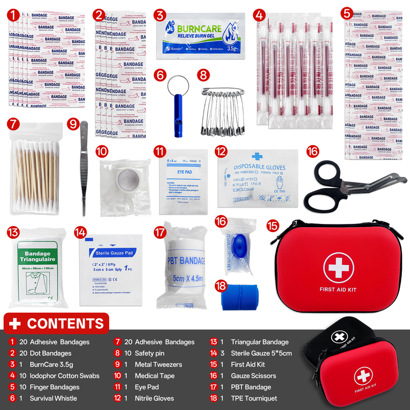 91 pcs Compact Travel First Aid Kit