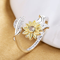 Gold & Silver Sunflower Elegance Ring