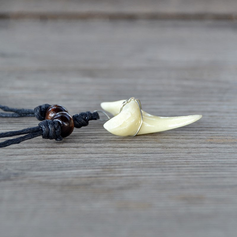 Shark Tooth Pendant Necklace - Vintage Tribal Design