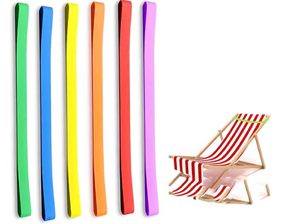6pcs Towel Bands Silicone Rubber Towel Bands 12x0.4 inches for Beach Chair Stretchable Chair Bands Beach Towel Clips for Beach Pool & Cruise Chairs (6 colors)