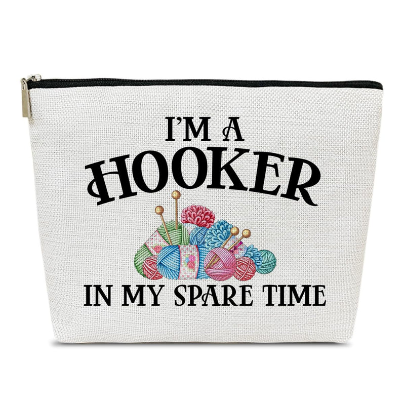 Ythuil Crochet Gifts Makeup Bag Crochet Gifts for Crochet Lovers Crocheters Knitters Crochet Knitting Gifts for Women Im A Hooker In My Spare Time Makeup Cosmetic Bag for Purse