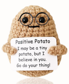 MHRYEZ Positive Life Potato Crochet Funny Gifts with Positive Card for Cheer Up Birthday Gifts for Friends Women Graduation Gifts