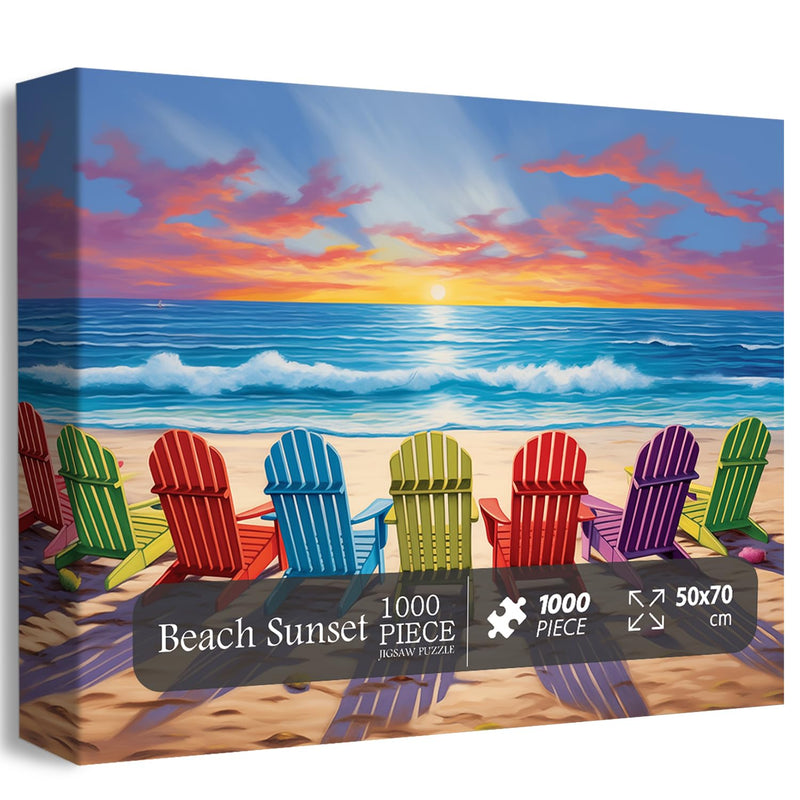 Beach Puzzles for Adults 1000 Pieces and up PICKFORU Colorful Puzzle Collection Lounge Chair Beach Scene Summer Puzzle as Home Decor