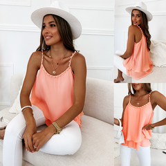 Chic Pearl Pleated Tank