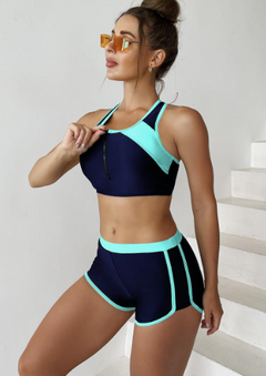Plus Size Solid Color Bikini Split Swimsuit