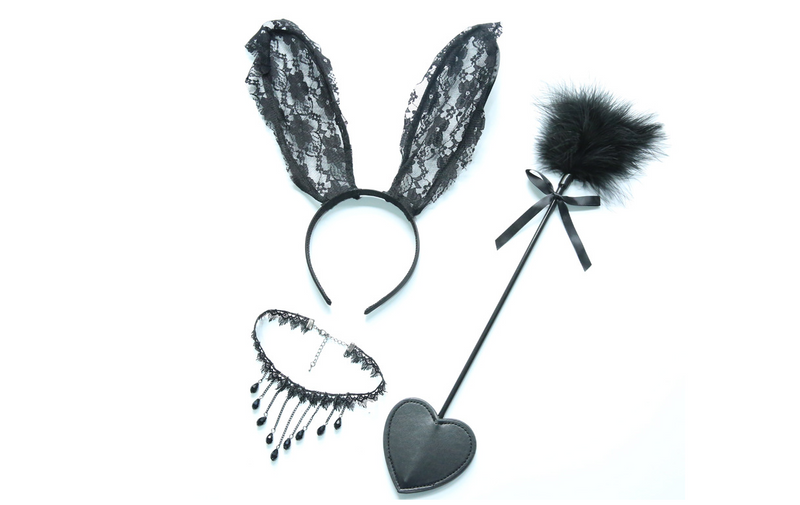 Rabbit Ear Headband, Teasing Wand, Collar Set