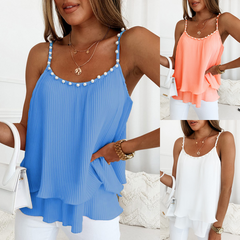 Chic Pearl Pleated Tank