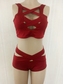 Red Bikini with Crossed Front Straps