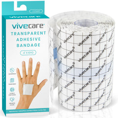 ViveCare Transparent Film Dressing - Waterproof Adhesive Bandage 4" x 10 Yards - Tattoo Aftercare Wrap for Recovery Swim Shower - Clear Wound Care Dressing Tape - Protective Medical Grade Film Cover