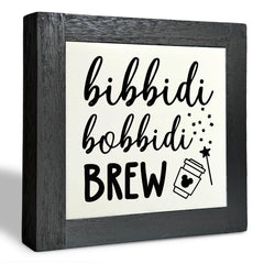 Bippity Boppity Wood Plaque Sign Box Wood Plaques Desk Décor Rustic Wood Coffee Table Sign Kitchen Home Decor Tabletop Decor Sign Coffee Lover Gift Disney Lover Gift 5.9×5.9inch