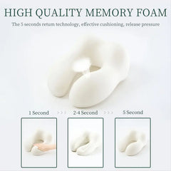 Memory Foam Travel Pillow with Earplugs & Storage Bag