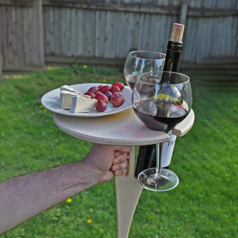 Portable Folding Round Wine Picnic Table, Easy to Carry