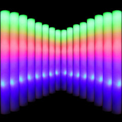 LifBetter Light Up Glow Sticks Bulk LED Foam Sticks 100 Glow in The Dark with 3 Modes Flashing Led Foam Multicolor Batons Light up Party Favors for Birthdays Weddings Concerts Festivals (102pcs)