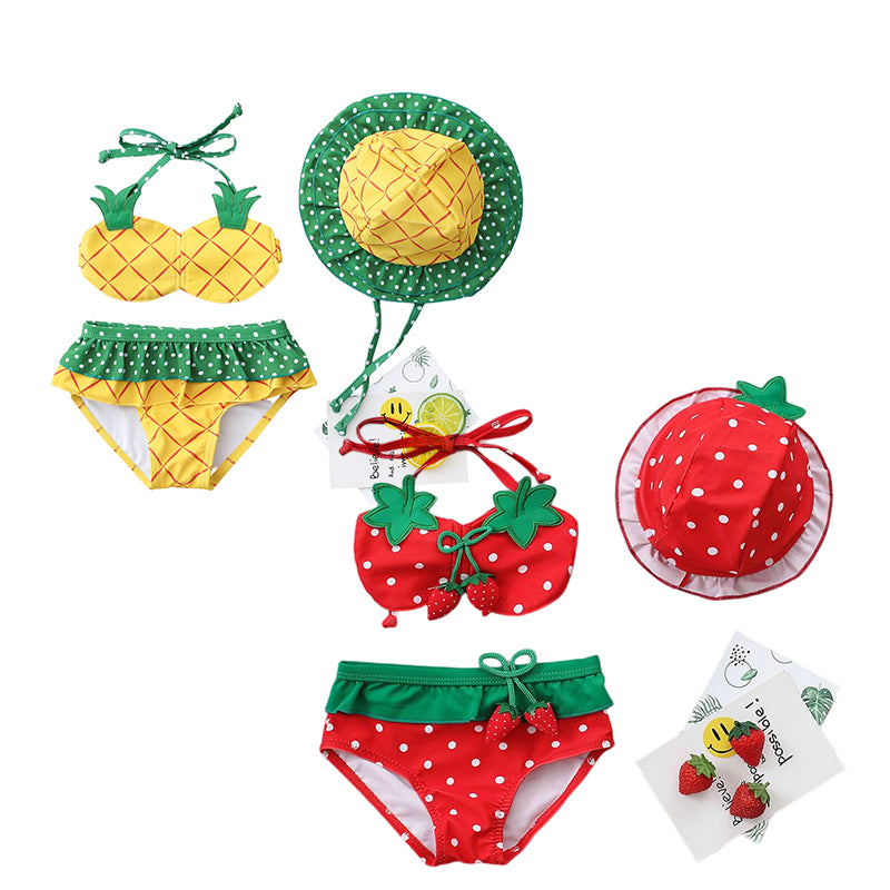 Girls' Strawberry Pineapple Bikini Swimwear Set