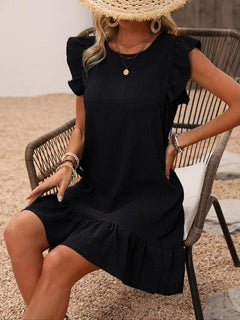Women's Ruffle Trim Boho Smock Dress