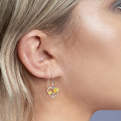 Hollow Heart Sunflower Bee Retro Boho Hook Earrings