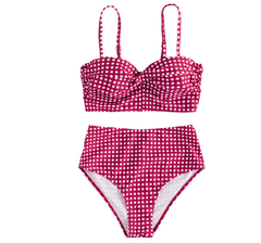 Plus Size Fashionable Checkered Bikini