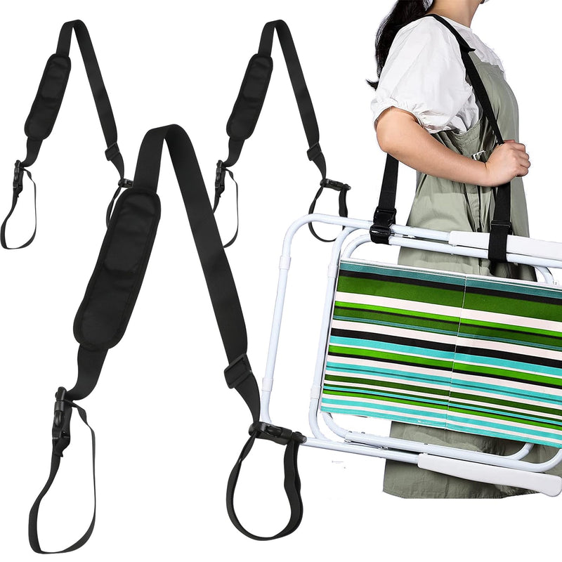 3 Pack Carry Strap for Beach Chair Adjustable Beach Chair Backpack Straps Universal Folding Chair Shoulder Strap Replacement for Beach Camping Backpacking Picnics Scooter Foldable Bikes (Black)
