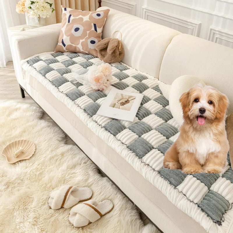 LZHYHH Dog Couch Cover Protector Couch Cover for Dogs Washable Pet Bed Couch Cover Pet Friendly Sofa Cover for Large Dogs Anti-Slip Silicone Particle Design (27.6x59.06inGray)