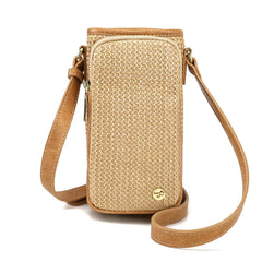 MINICAT Straw Small Beach Bags For Women Vacation Purse Water Bottle Carrier Bag Water Bottle Holder Beach Gifts (Yellow wavv)
