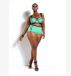 Plus Size Solid Color Bikini Split Swimsuit