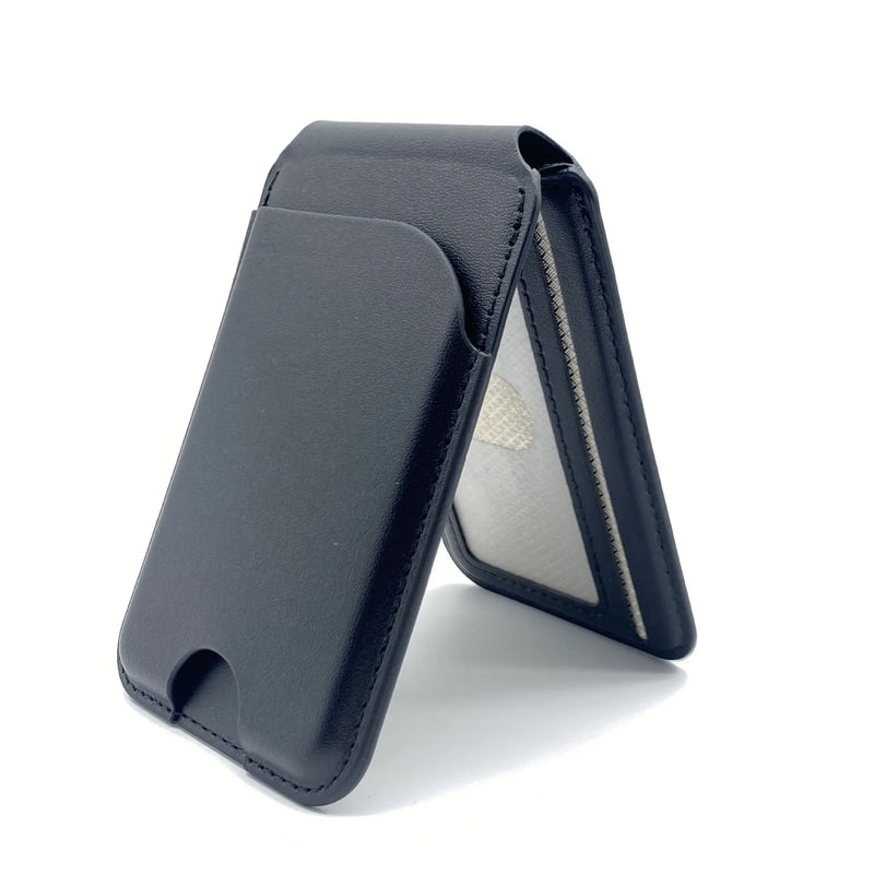 Leather Magnetic Bracket Mobile Holder — 3-in-1 Phone Stand, Card Holder & Magnetic Mount