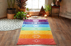 Printed Beach Towel with Colorful Yoga Mat and Shawl