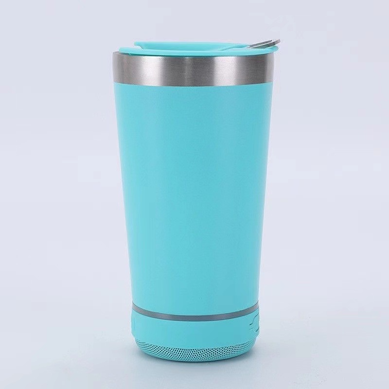 Bluetooth Audio Travel Mug — 16oz Stainless Steel Tumbler with Built-In Speaker