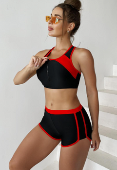 Plus Size Solid Color Bikini Split Swimsuit
