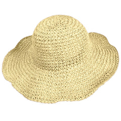 Womens Floppy Straw Sun Hat Foldable Roll up Wide Brim Beach Caps for Women Crochet Bucket Hat (Begie)