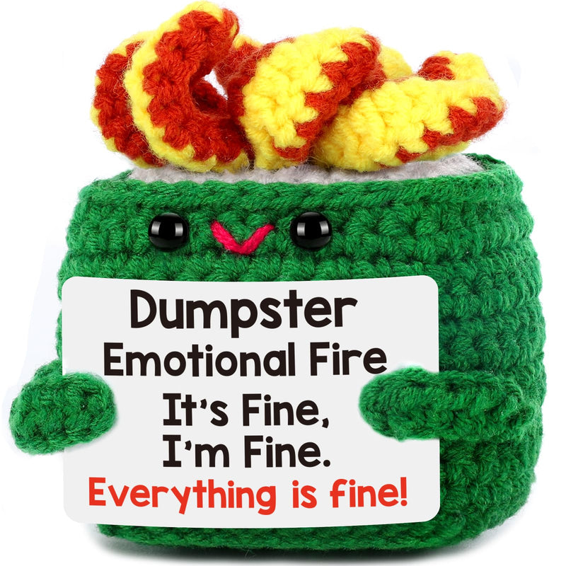 Dumpster Emotional Fire Support Positive Crochet Cute Valentines Gifts Women Men Coworker Birthday Gift Stress Relief Therapy Knitting Crochet Animals Ornament Christmas Stuff Funny Office Desk Decor