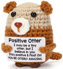 BuiltFit Crochet Otter Positive Gifts - Handmade Emotional Uplifting Support Cheer Up Knitted Small Otter Pickle Potato for Women Men Birthday Valentines Christmas Graduation