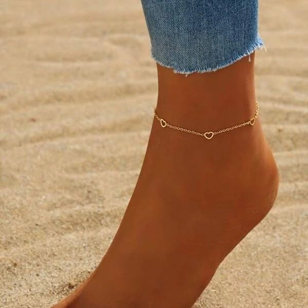 Beach Hollowed Heart Shape Anklet
