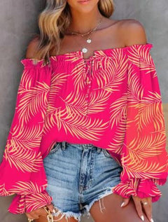 Breezy Chic Off-Shoulder Print Top