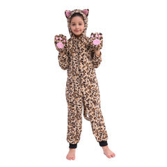 Wizland Leopard Costume for Kids One Piece Cheetah Costume Kids Cheetah Costume Cat Onesie Cheetah Onesie Kids 8-10