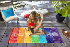 Printed Beach Towel with Colorful Yoga Mat and Shawl