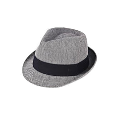 HONCO DIRECT Summer Panama Straw Fedora Hats for Men Women Trilby Hat Foldable Roll Up Short Brim Panama Beach Hat (US Alpha Large X-Large Grey)