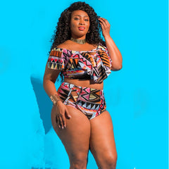 Plus Size L- 5XL High Waist Bikini Set