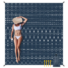Navy Geometry Sandproof Beach Mat