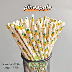 Eco-Friendly Fruit Pattern Paper Straws (25/100 Packs)