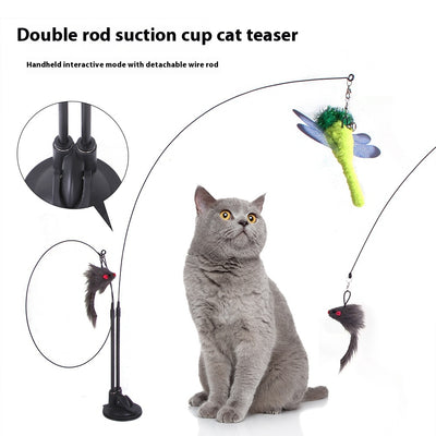 Cat Teaser Toy with Suction Cup Base — Interactive Play for Curious Cats
