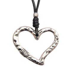 AZORA Silver Heart Leather Choker